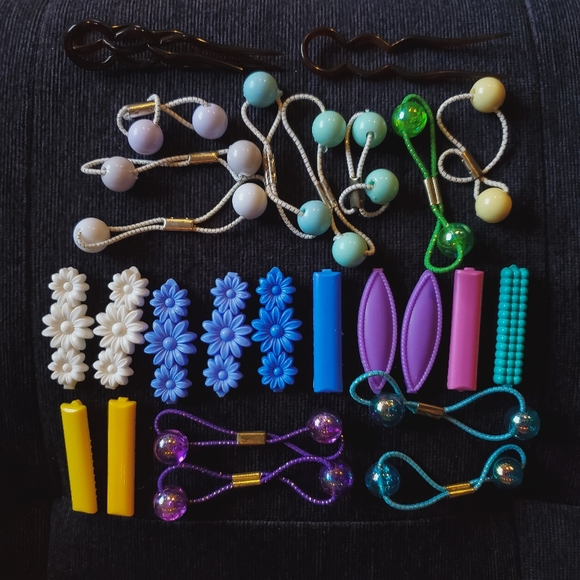 🌼 Cute Vintage 90s Assorted Hair Clips Hair Ties - Picture 3 of 6